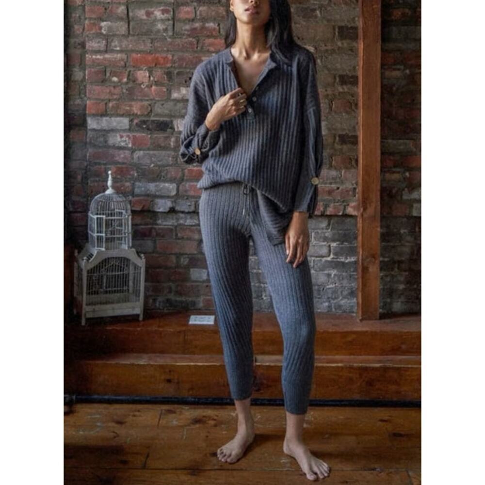 Free People Around The Clock Joggers Pant High Rise Fleece Gray Size Medium